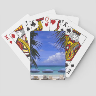 Baraja De Cartas paraguas en la playa, San Martín, Caribe