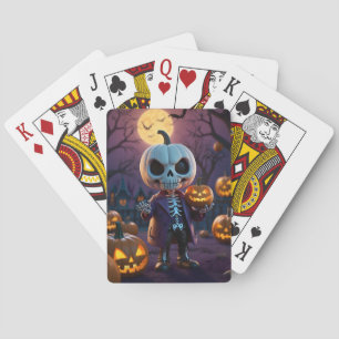 Baraja De Cartas Parche de calabaza - compañero de esqueleto