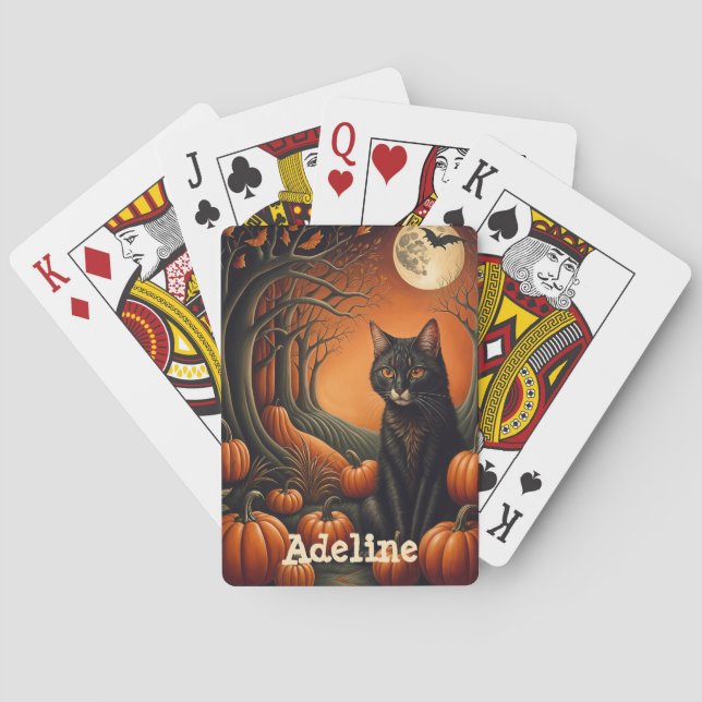 Baraja De Cartas Parche de calabaza de luz solar Halloween personal (Reverso)