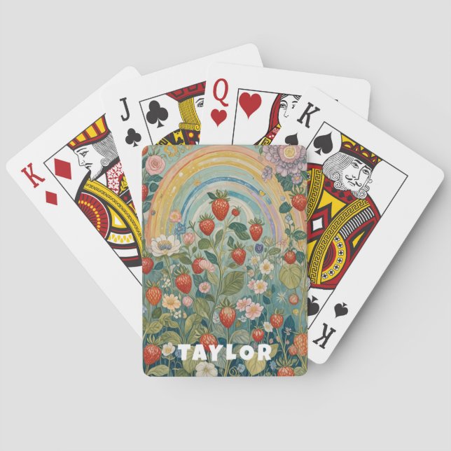 Baraja De Cartas Parche de fresa caprichoso (Reverso)