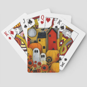 Baraja De Cartas Parche de Halloween de Arte Popular Caprichoso