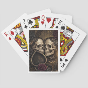 Baraja De Cartas Pareja de Esqueleto Gótico Romance Oscuro Rosa Vic