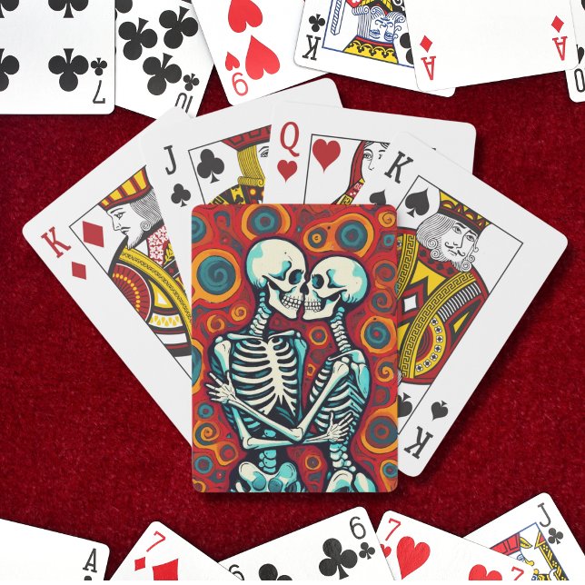 Baraja De Cartas Pareja de esqueletos retro besándose (Subido por el creador)