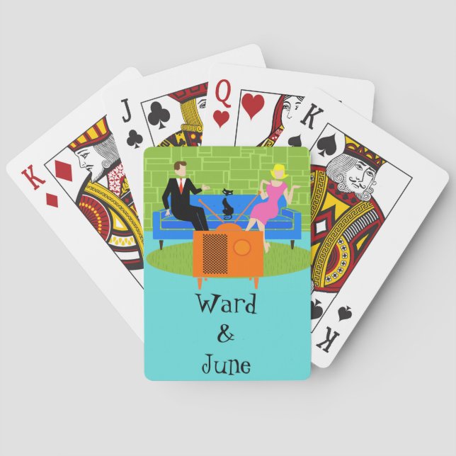 Baraja De Cartas Pareja retro de personalizable con tarjetas para j (Reverso)