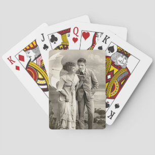 Baraja De Cartas Pareja romántica vintage con parasol