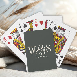Baraja De Cartas Parejas de novios con inicial de ébano elegante