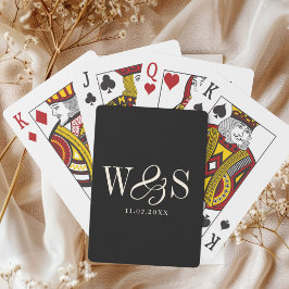 Baraja De Cartas Parejas de novios con inicial negra elegante