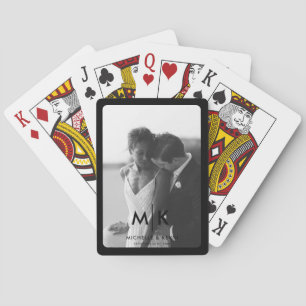 Baraja De Cartas Parejas Iniciales Boda Foto Monograma Negro