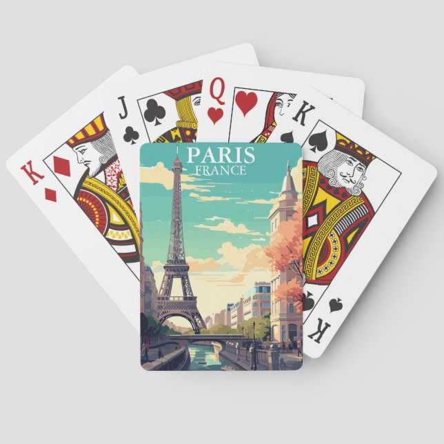 Baraja De Cartas Paris, France Eiffel Tower Illustration (Reverso)