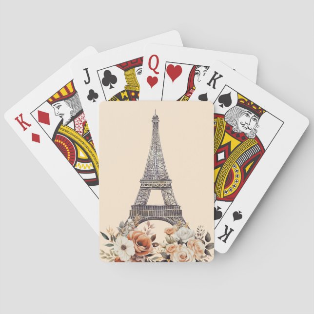 Baraja De Cartas Paris Trip Eiffel Tower Beautiful Floral (Reverso)