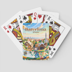 Baraja De Cartas Parque Güell acuarela personalizado Barcelona Espa