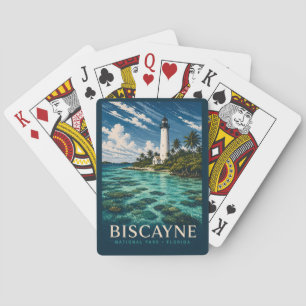 Baraja De Cartas Parque Nacional Biscayne Florida Modern Woodblock