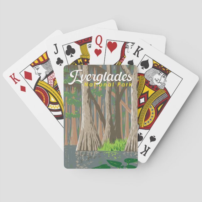 Baraja De Cartas Parque nacional Everglades Ilustracion Viajes Arte (Reverso)