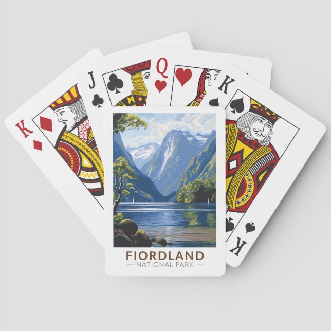 Baraja De Cartas Parque nacional Fiordland Viaje de arte (Reverso)