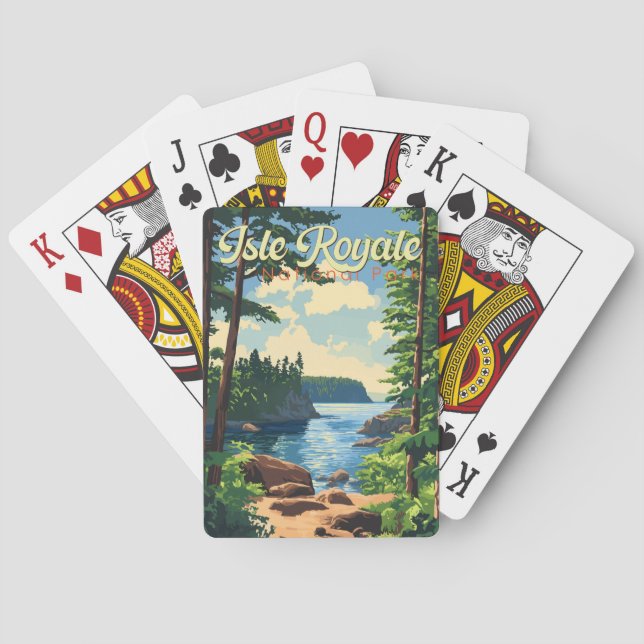 Baraja De Cartas Parque nacional Isle Royale Ilustracion Viajes Art (Reverso)