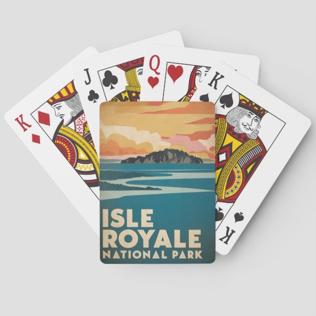 Baraja De Cartas Parque nacional Isle Royale Poster Retro (Reverso)