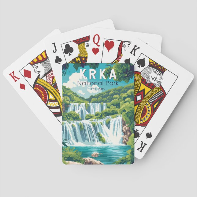 Baraja De Cartas Parque nacional Krka Croacia Viaje de arte (Reverso)