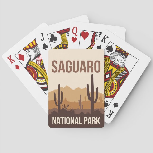 Baraja De Cartas Parque nacional Saguaro Arte de viajes mínimo (Reverso)