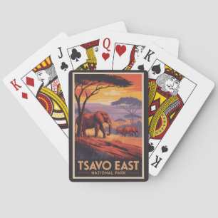 Baraja De Cartas Parque Nacional Tsavo Este Kenia Ilustración Viaje