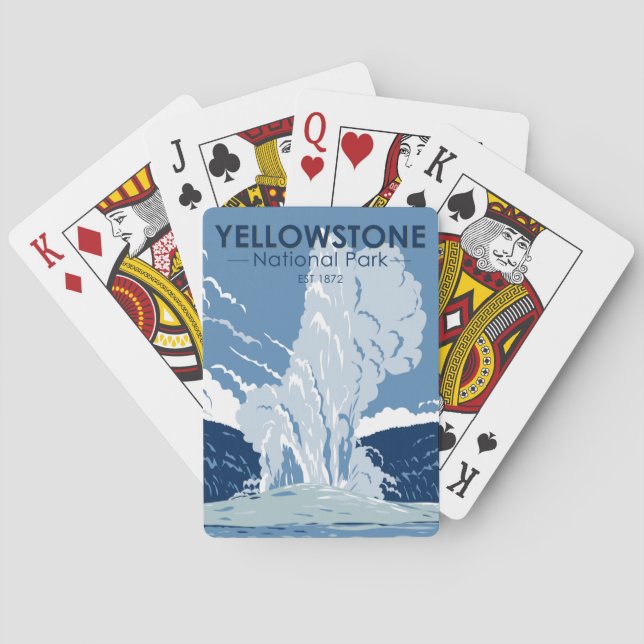 Baraja De Cartas Parque nacional Yellowstone Antigua cosecha fiel (Reverso)