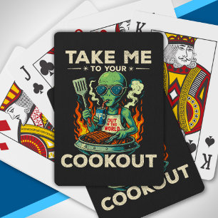 Baraja De Cartas Parrillada divertida de alienígenas a la barbacoa