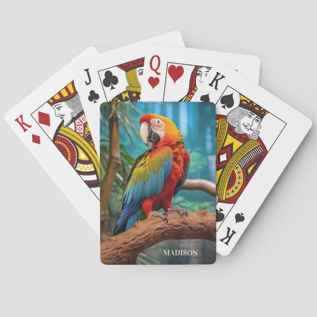 Baraja De Cartas Parrot coloreado de nombre personalizado (Reverso)