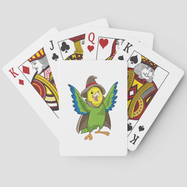 Baraja De Cartas Parrot como asistente con Gorra (Reverso)