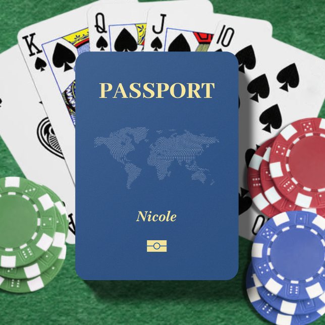 Baraja De Cartas Pasaporte al mapa del mundo azul (Blue World Map Passport Poker Cards
)