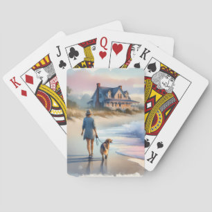 Baraja De Cartas Paseo costero hacia el faro al atardecer