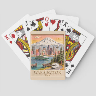 Baraja De Cartas Paseo en coche por Seattle, Washington, silueta ur