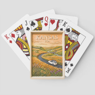 Baraja De Cartas Paseo por el camino de Kansas Prairie Vintage Pais