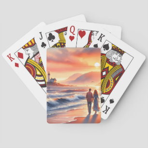 Baraja De Cartas Paseo romántico por el faro al atardecer en la cos