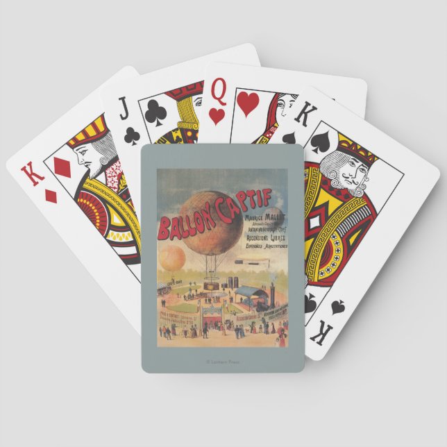 Baraja De Cartas Paseos del globo prisionero en un poster de la (Reverso)
