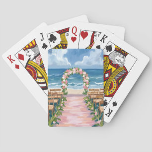 Baraja De Cartas Pasillo de boda de playa Floral Acuarela