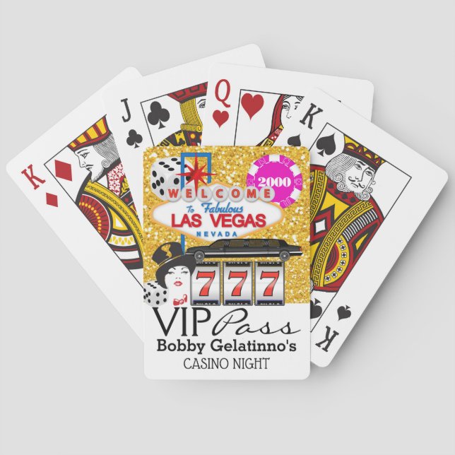 Baraja De Cartas PASS VIP - Fiesta de Vegas - Tarjetas de juego de  (Reverso)