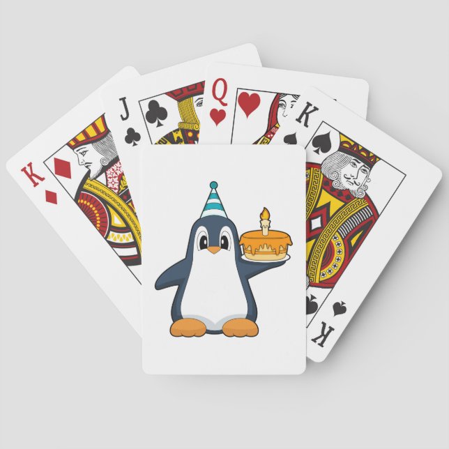 Baraja De Cartas Pastel de Velas de Cumpleaños de Pingüino (Reverso)