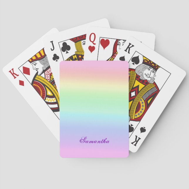 Baraja De Cartas Pastel Ombre Arcoiris Añadir tu nombre (Reverso)