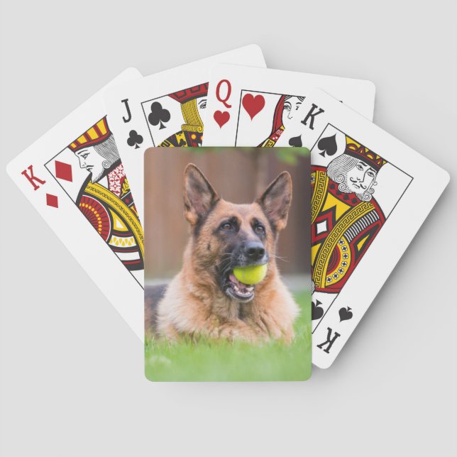 Baraja De Cartas Pastor alemán con bola de tenis (Reverso)