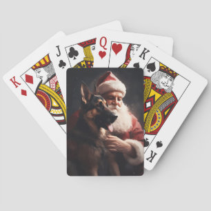 Baraja De Cartas Pastor Alemán Con Claus De Santa Festivo Navidad