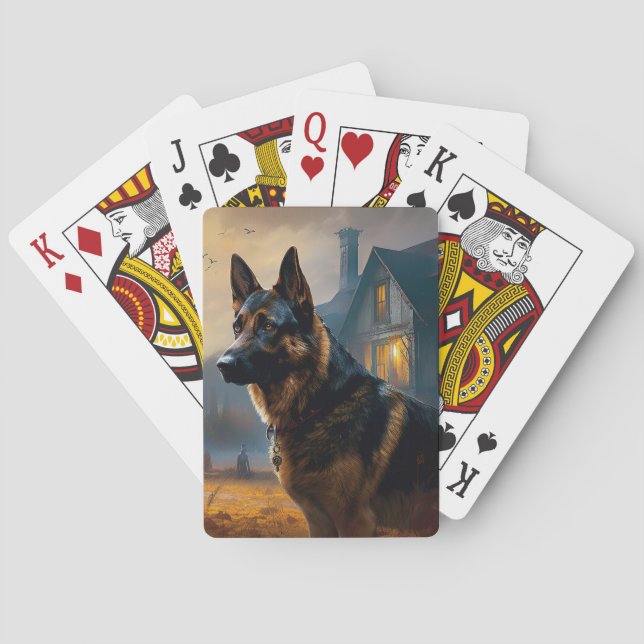 Baraja De Cartas Pastor Alemán de Halloween Espantoso (Reverso)