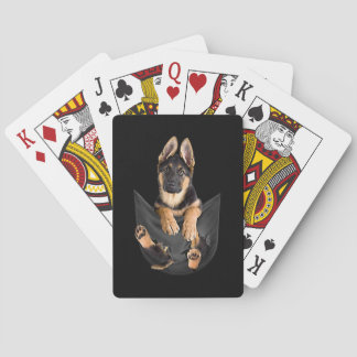 Baraja De Cartas Pastor Alemán En Pocket T-Shirt Divertido Perro Lo