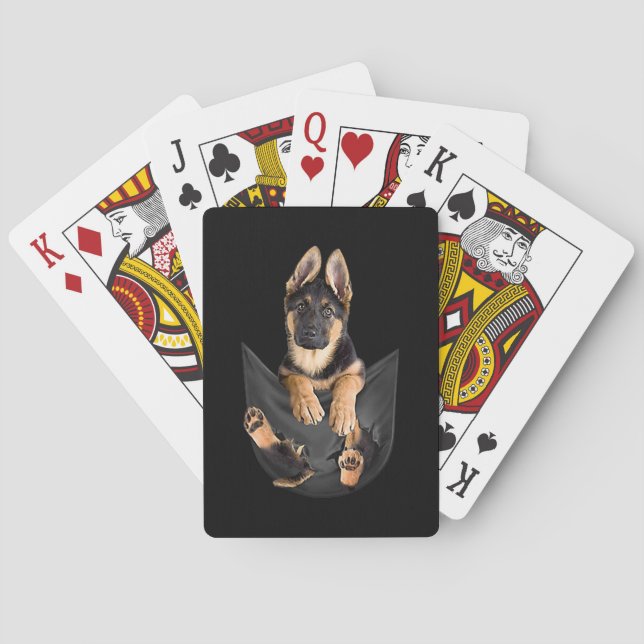 Baraja De Cartas Pastor Alemán En Pocket T-Shirt Divertido Perro Lo (Reverso)