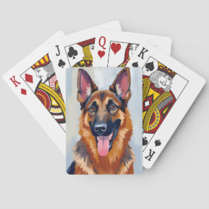 Baraja De Cartas Pastor Alemán Perro Acuarela Mascota