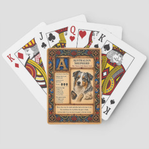 Baraja De Cartas Pastor Australiano, Arte de Bestiario Medieval