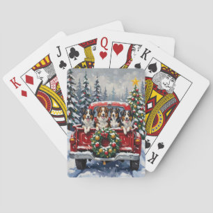 Baraja De Cartas Pastor Australiano Camión Rojo Navidad Fiesta