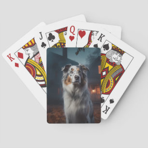Baraja De Cartas Pastor Australiano de Halloween Espantoso