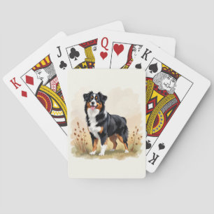 Baraja De Cartas Pastor Australiano Negro Tricolor Perro Aussie