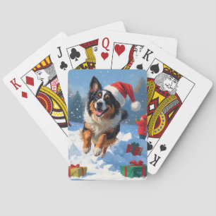 Baraja De Cartas Pastor Belga Escena Navideña Festiva de Nieve
