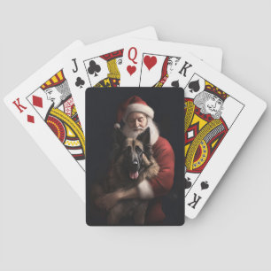 Baraja De Cartas Pastor Belga Santa Claus Navideño Festivo