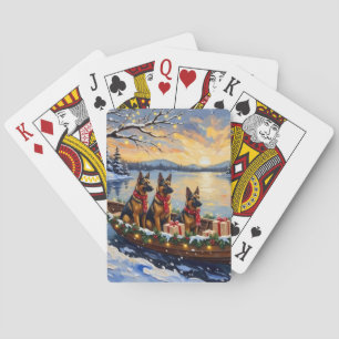Baraja De Cartas Pastor Belga Tervuren Barco de Navidad Fiesta